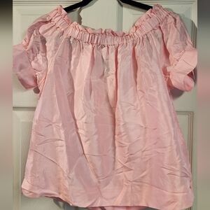 Pink Silk J. Crew Off-Shoulder Short Sleeve Women’s Top